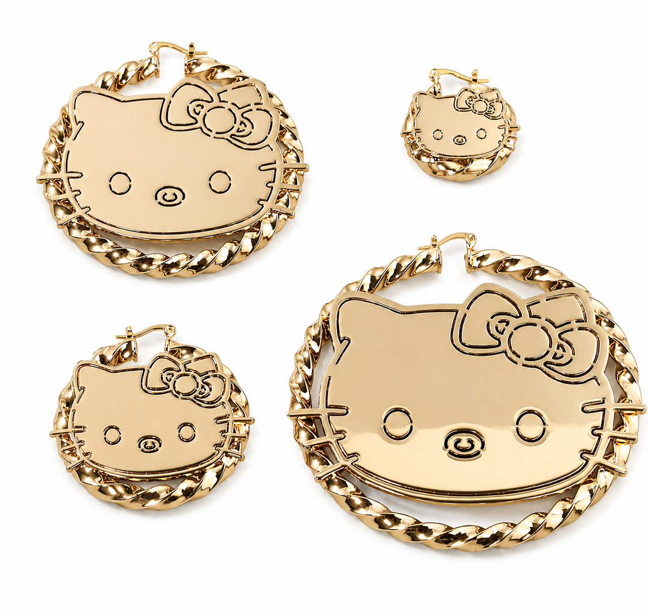 Gold Kitty Hoop Earrings