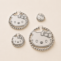 Silver Kitty Hoop Earrings